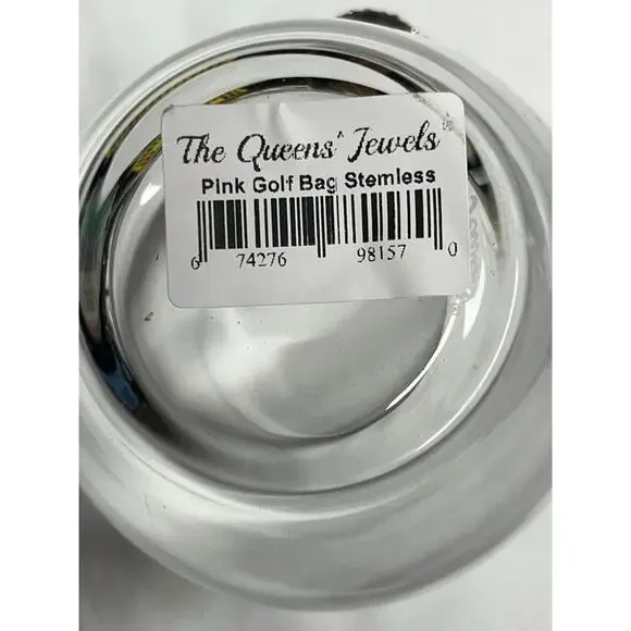 The Queen's Jewels Pink Golf Bag Stemless Wine Glass - Picture 2 of 2